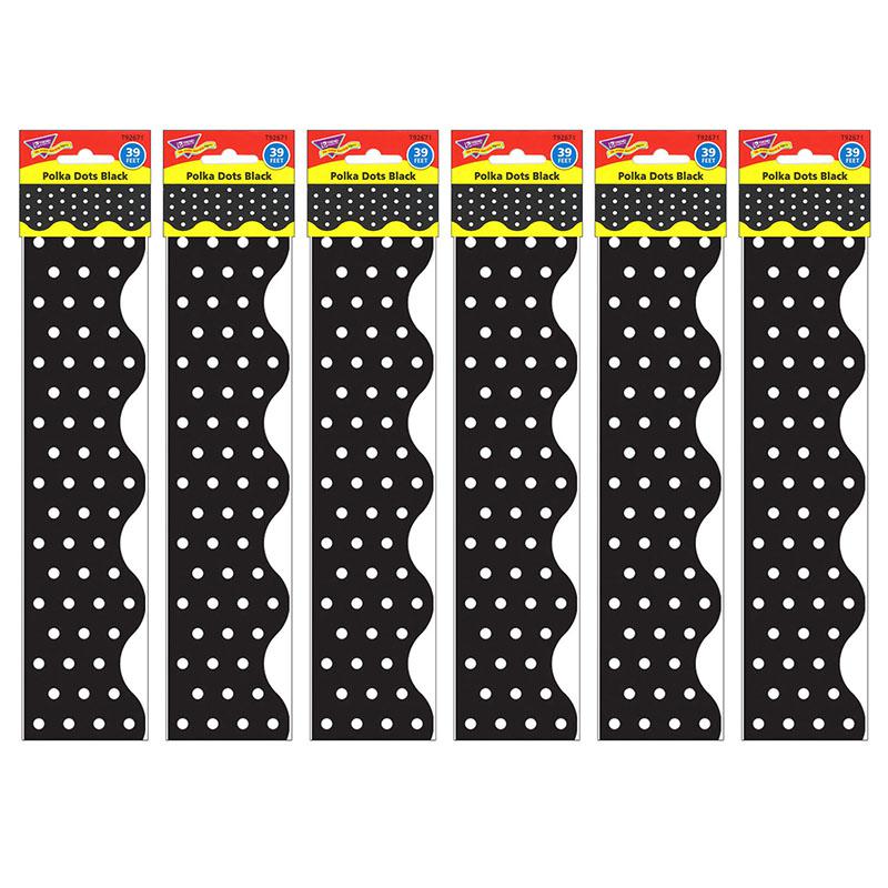 Polka Dots Black Terrific Trimmers, 39 Feet Per Pack, 6 Packs