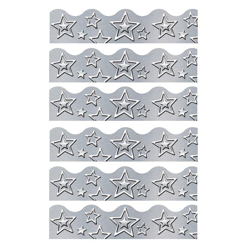 I Love Metal Silver Stars Terrific Trimmers, 39' Per Pack, 6 Packs