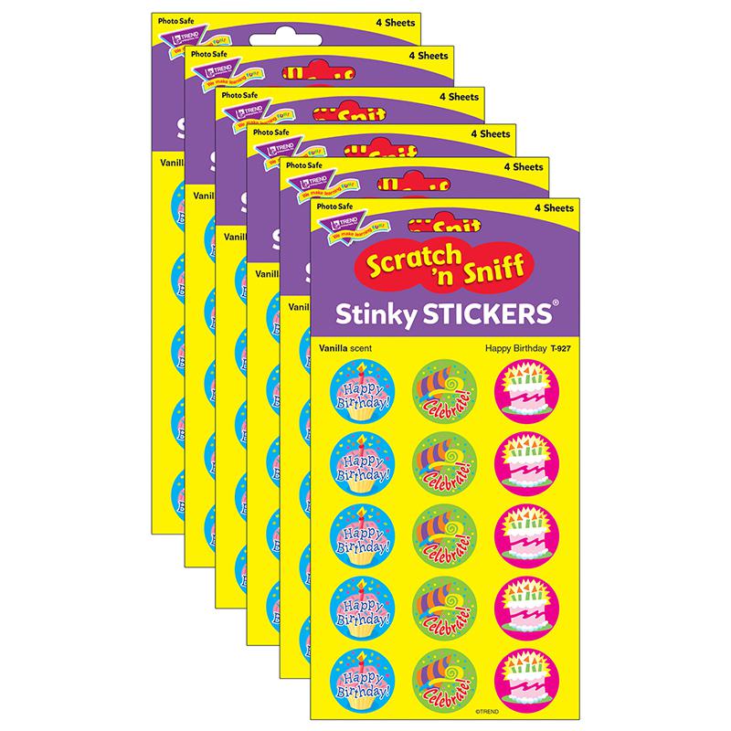 Happy Birthday/Vanilla Stinky Stickers, 60 Per Pack, 6 Packs