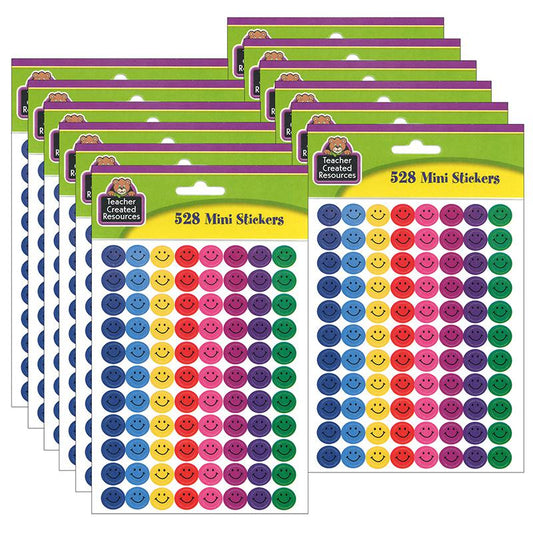 Happy Faces Mini Stickers, 528 Per Pack, 12 Packs