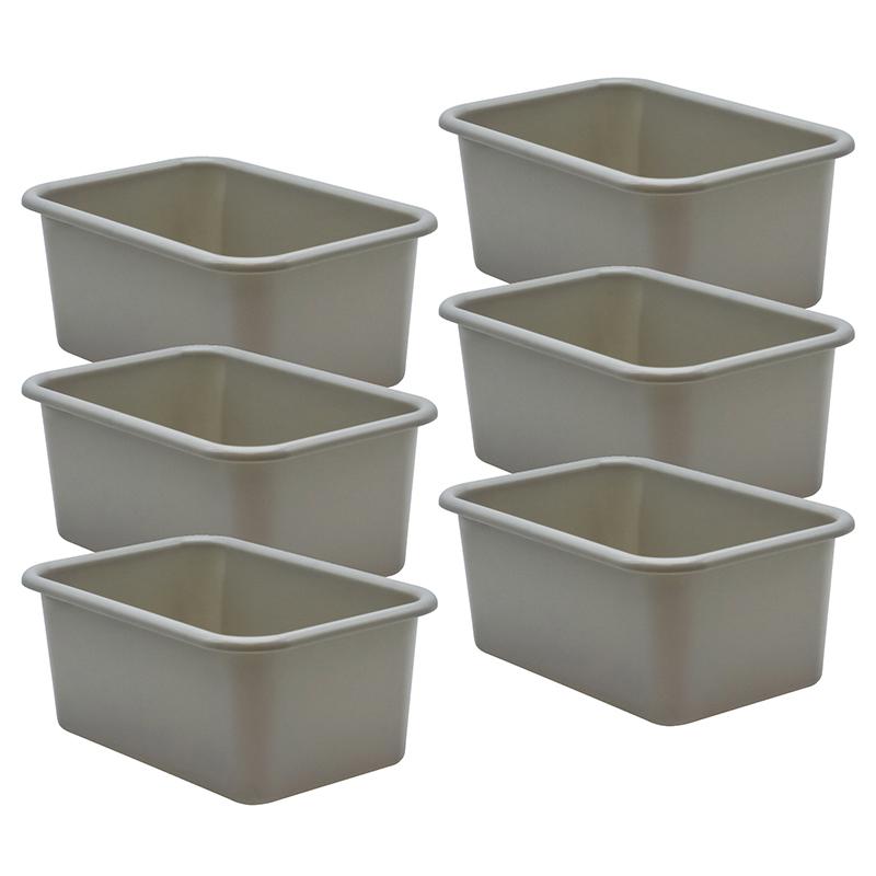 Gray Small Plastic Storage Bin, Pack of 6