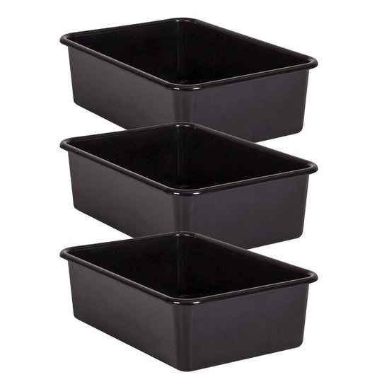 Black Large Plastic Storage Bin, Pack of 3