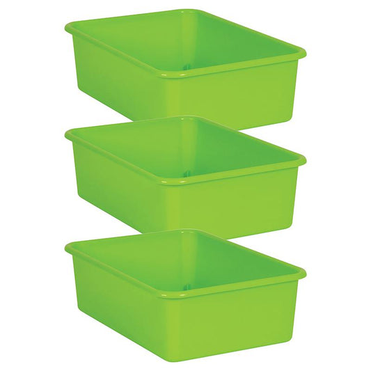 Lime Large Plastic Storage Bin, Pack of 3