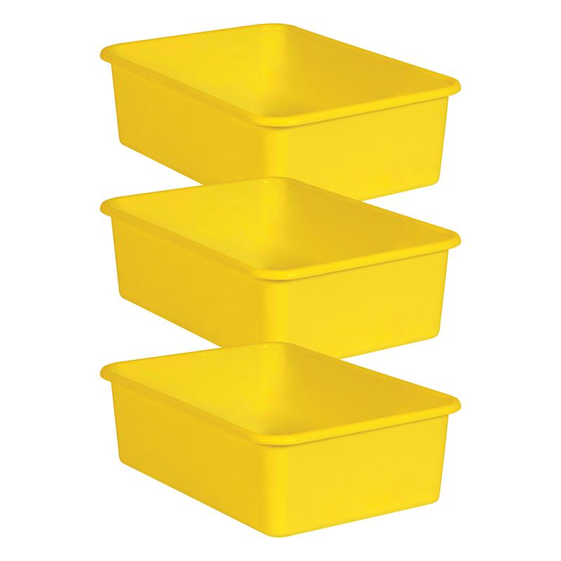 Yellow Large Plastic Storage Bin, Pack of 3