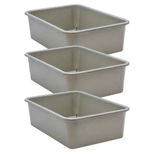 Gray Large Plastic Storage Bin, Pack of 3