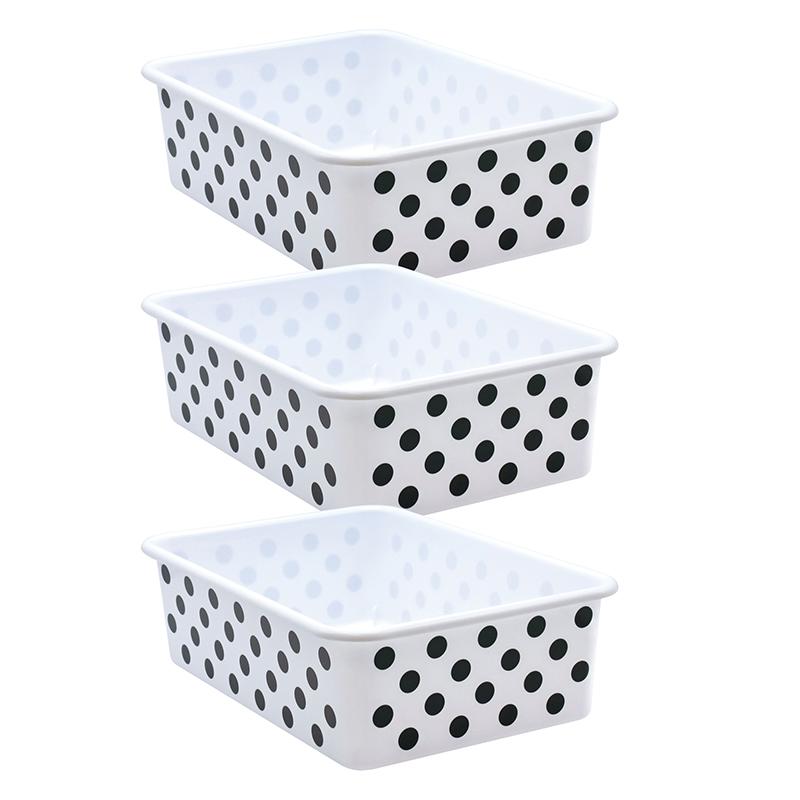 Black Polka Dots on White Large Plastic Storage Bin, Pack of 3