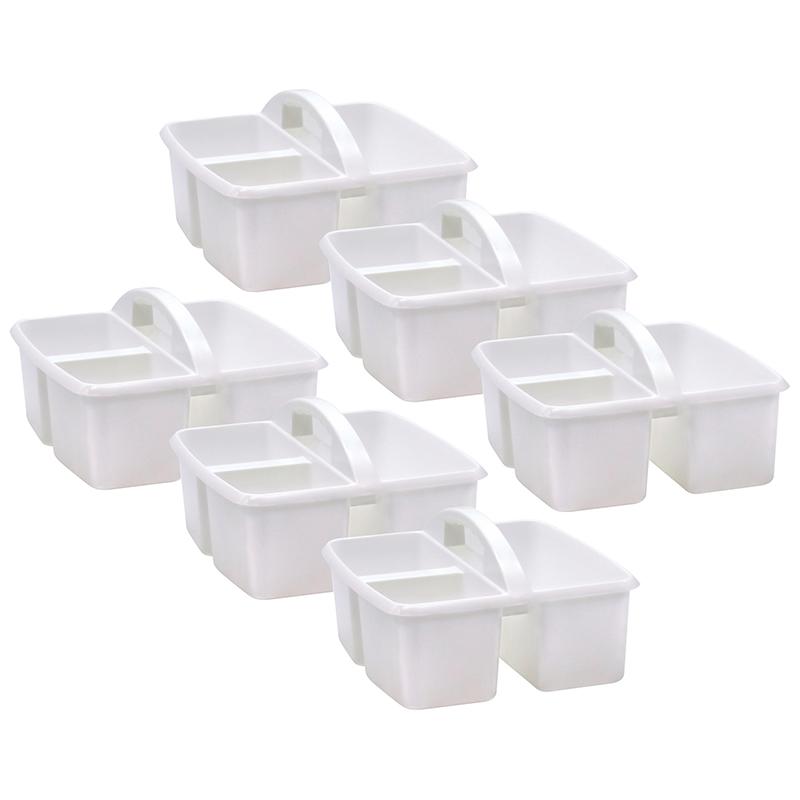 White Plastic Storage Caddy, Pack of 6