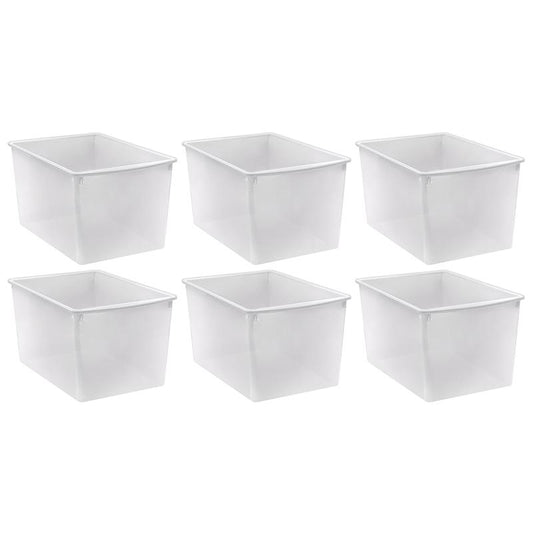 Plastic Multi-Purpose Bin, Clear, Pack of 6