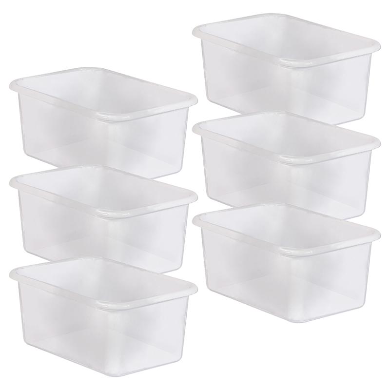 Small Plastic Storage Bin, Clear, Pack of 6