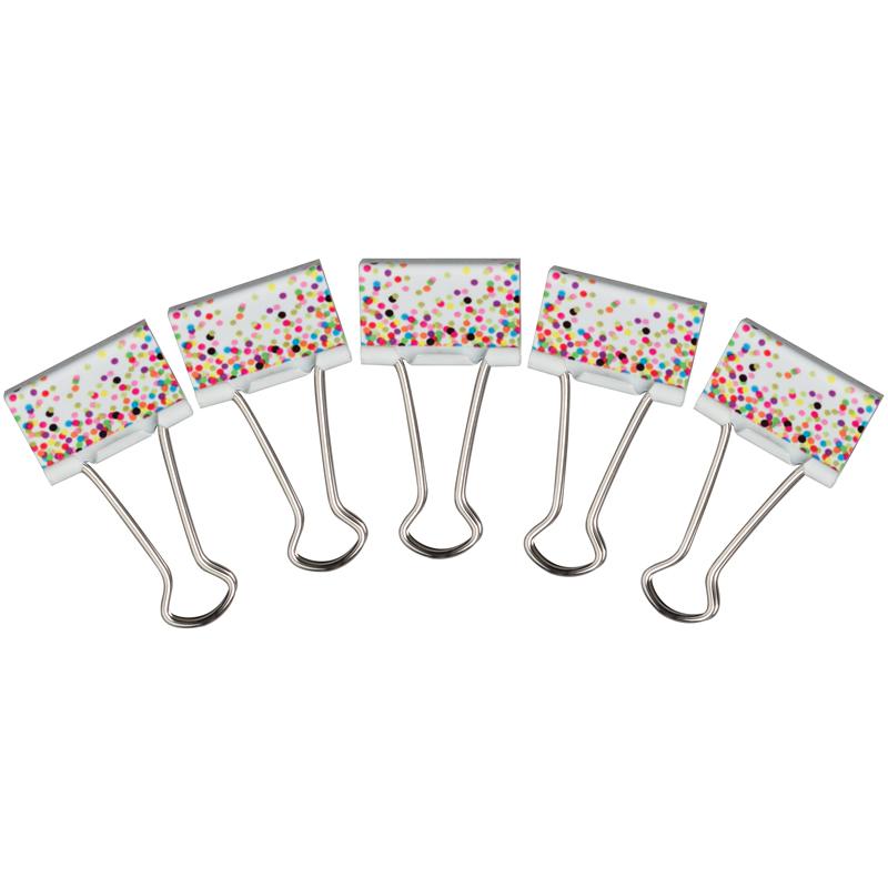 Confetti Binder Clips, Medium, 8 Per Pack, 6 Packs