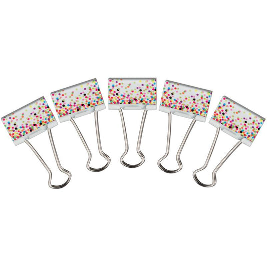 Confetti Binder Clips, Medium, 8 Per Pack, 6 Packs