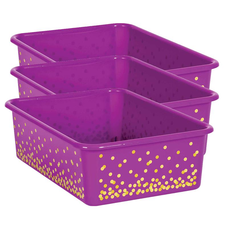 Purple Confetti Large Plastic Storage Bin, Pack of 3