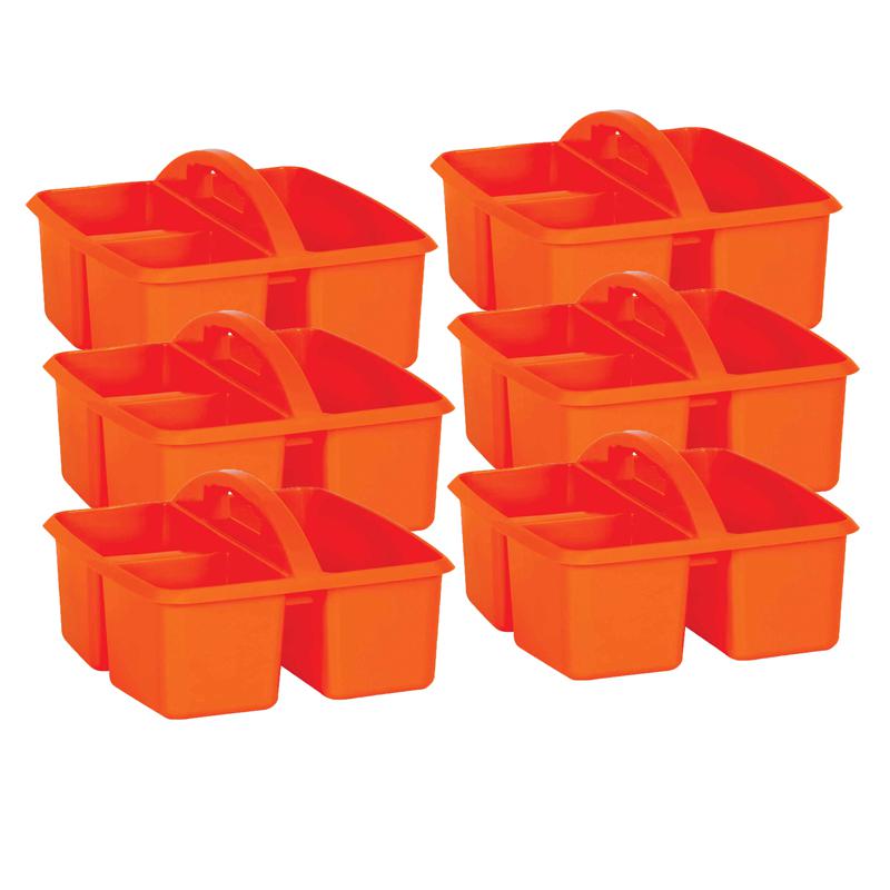 Orange Plastic Storage Caddy, Pack of 6