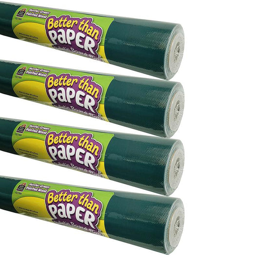 Better Than Paper Bulletin Board Roll, 4' x 12', Hunter Green, 4 Rolls