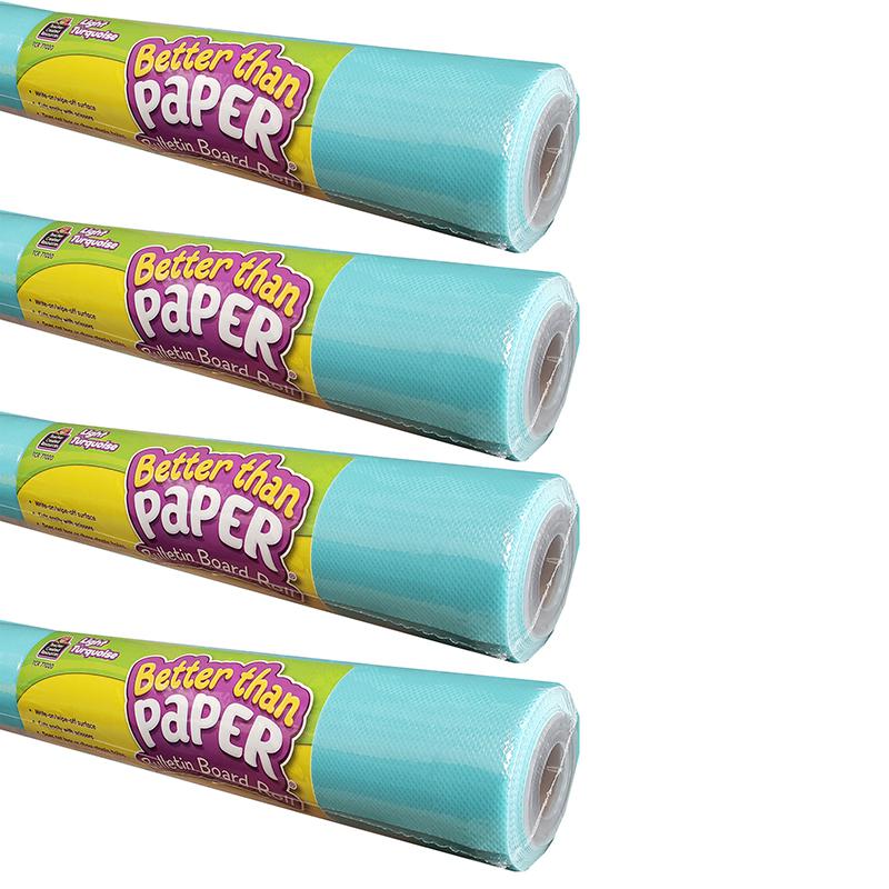 Better Than Paper Bulletin Board Roll, 4' x 12', Light Turquoise, Pack of 4