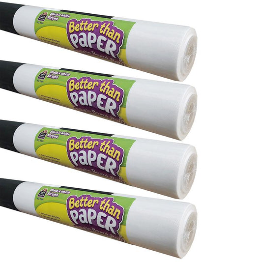 Better Than Paper Bulletin Board Roll, Black & White Stripes, Pack of 4