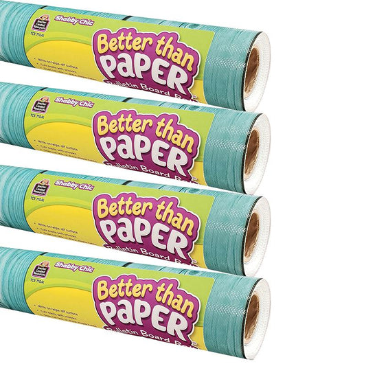 Better Than Paper Bulletin Board Roll, 4' x 12', Shabby Chic, Pack of 4