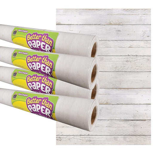 White Shiplap Better Than Paper Bulletin Board Roll, 4' x 12', Pack of 4