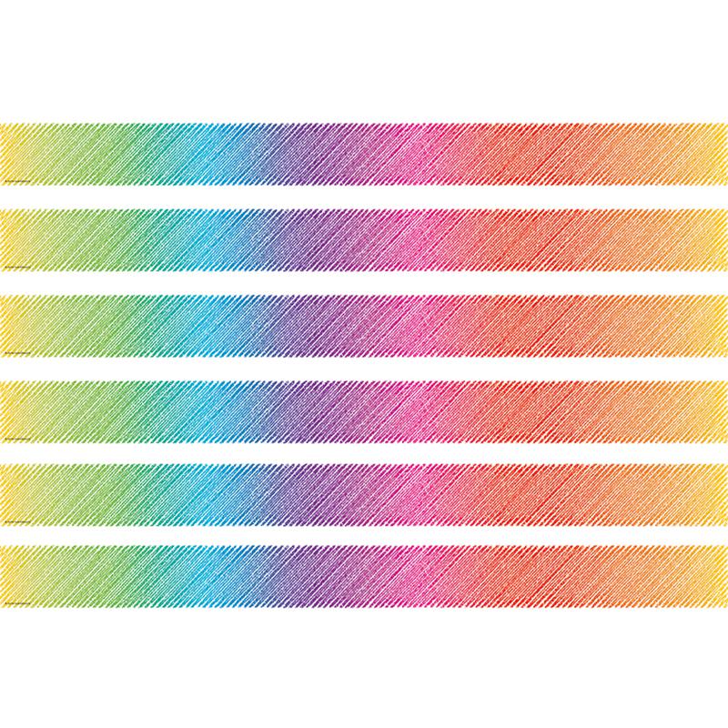 Colorful Scribble Straight Border Trim, 35 Feet Per Pack, 6 Packs