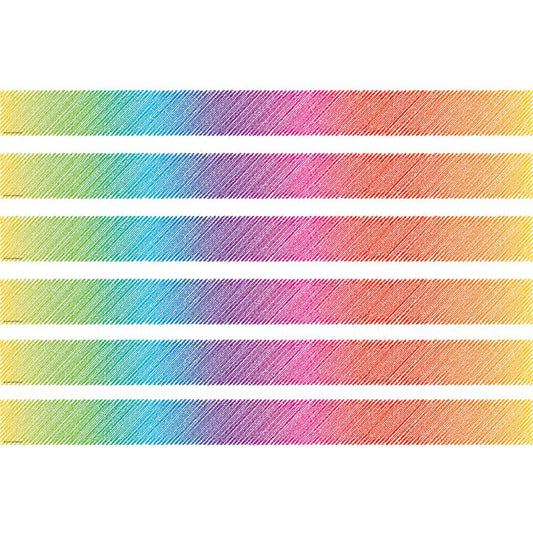 Colorful Scribble Straight Border Trim, 35 Feet Per Pack, 6 Packs