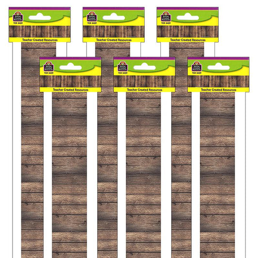 Dark Wood Design Straight Border Trim, 35 Feet Per Pack, 6 Packs