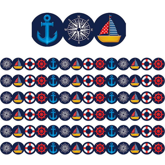 Nautical Die-Cut Border Trim, 35 Feet Per Pack, 6 Packs