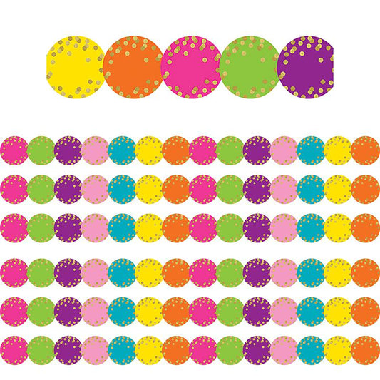 Confetti Circles Die-Cut Border Trim, 35 Feet Per Pack, 6 Packs