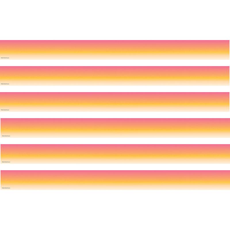 Pink and Orange Color Wash Straight Border Trim, 35 Feet Per Pack, 6 Packs