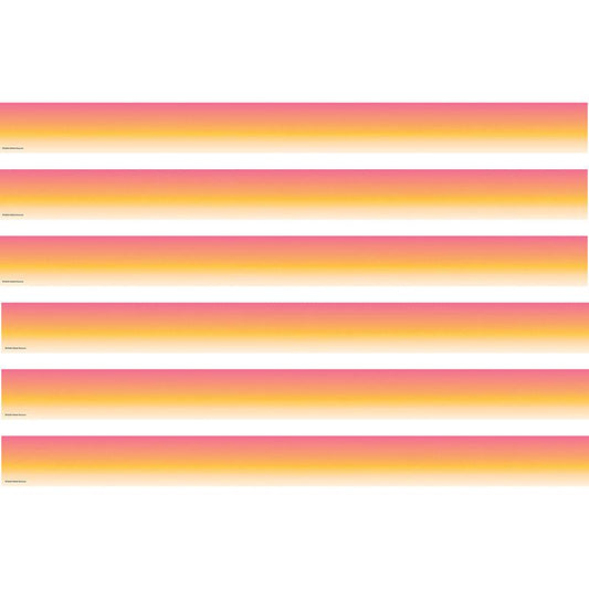 Pink and Orange Color Wash Straight Border Trim, 35 Feet Per Pack, 6 Packs