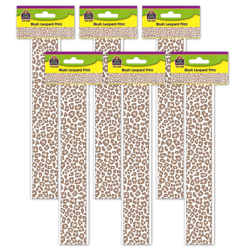 Blush Leopard Print Straight Border Trim, 35 Feet Per Pack, 6 Packs