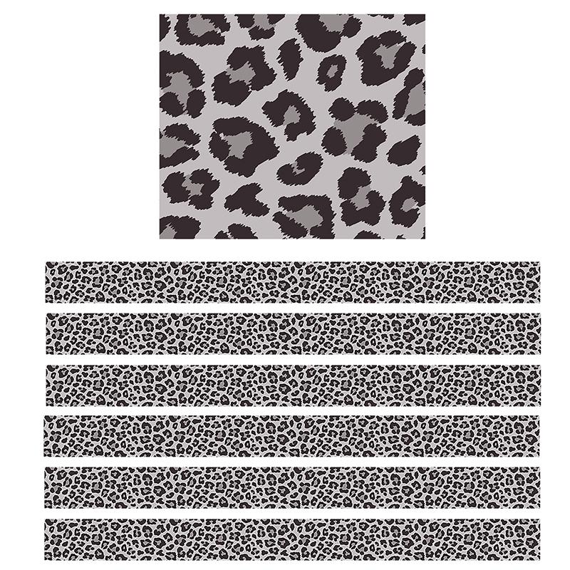 Gray Leopard Straight Border Trim, 35 Feet Per Pack, 6 Packs