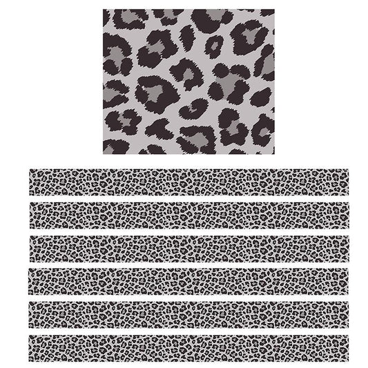 Gray Leopard Straight Border Trim, 35 Feet Per Pack, 6 Packs