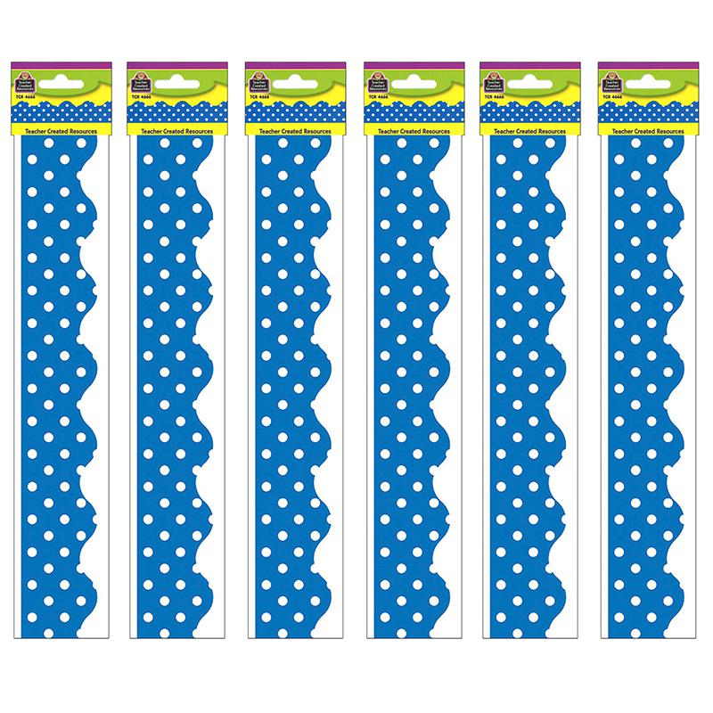 Blue Mini Polka Dots Border Trim, 35 Feet Per Pack, 6 Packs