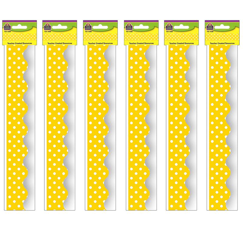 Yellow Mini Polka Dots Border Trim, 35 Feet Per Pack, 6 Packs