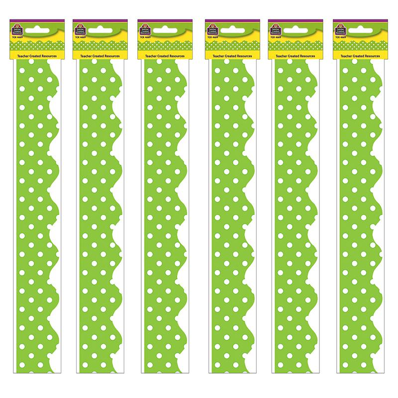 Lime Mini Polka Dots Border Trim, 35 Feet Per Pack, 6 Packs