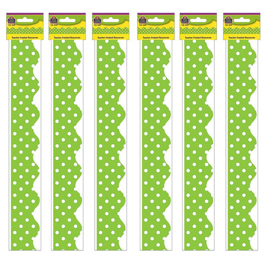 Lime Mini Polka Dots Border Trim, 35 Feet Per Pack, 6 Packs