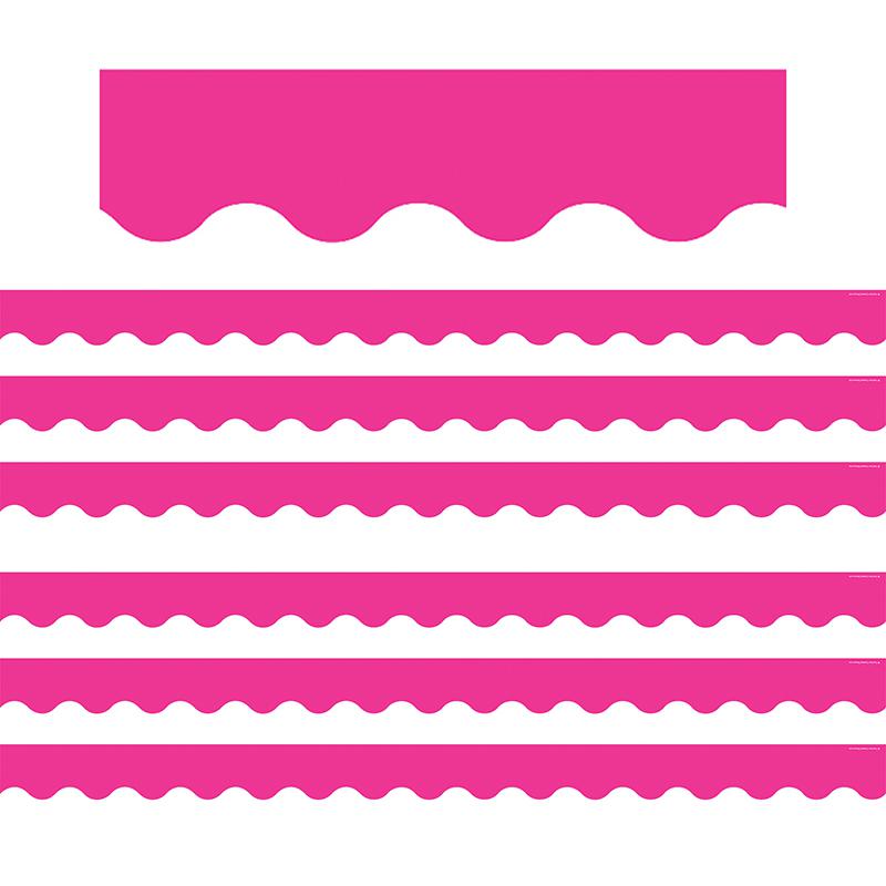 Hot Pink Scalloped Border Trim, 35 Feet Per Pack, 6 Packs