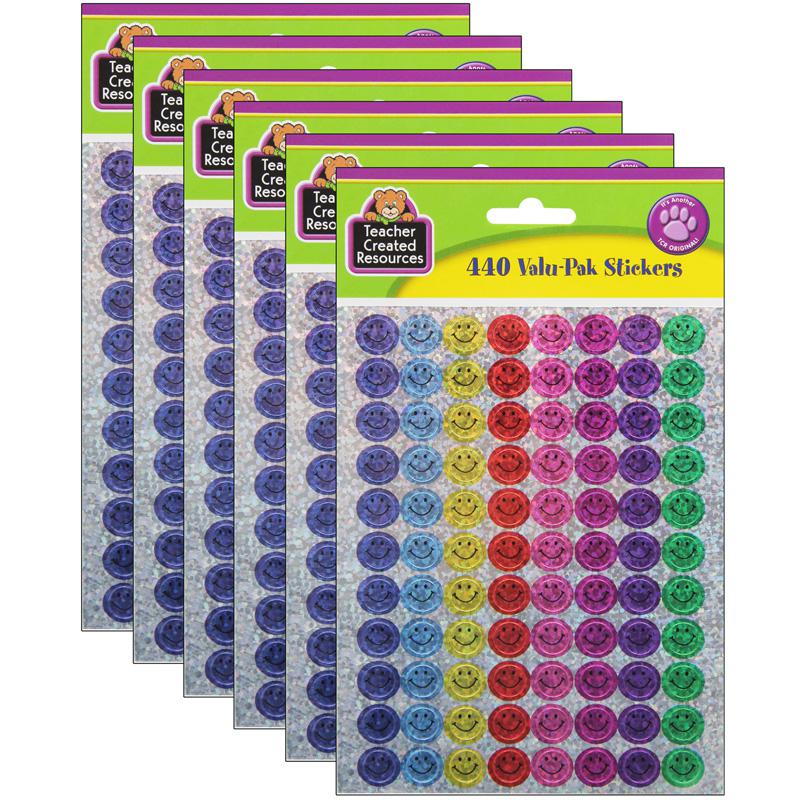 Mini Happy Face Sparkle Stickers Valu-Pak, Multi Color, 440 Per Pack, 6 Packs