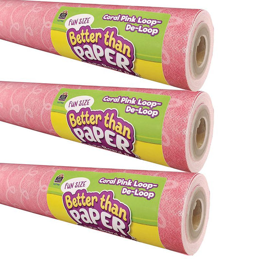 Fun Size Better Than Paper Bulletin Board Roll Coral Pink Loop-De-Loop Pack of 3