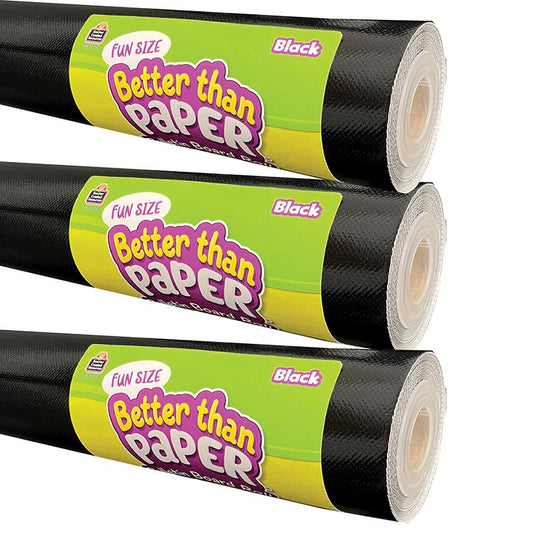 Fun Size Better Than Paper Bulletin Board Roll, 18" x 12', Black, Pack of 3