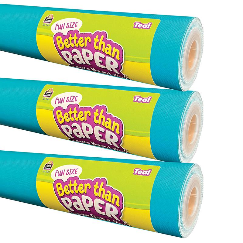 Fun Size Better Than Paper Bulletin Board Roll, 18" x 12', Teal, Pack of 3