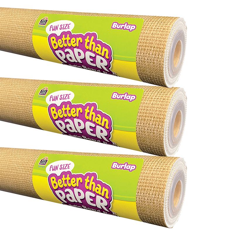 Fun Size Better Than Paper Bulletin Board Roll, 18" x 12', Burlap, Pack of 3