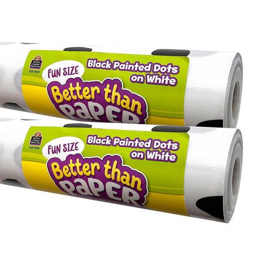 Fun Size Better Than Paper Bulletin Board Roll Black Painted Dots, Pack of 2