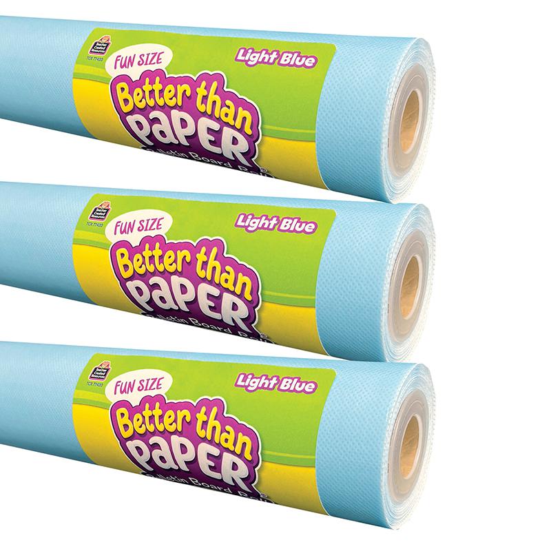 Fun Size Better Than Paper Bulletin Board Roll, 18" x 12', Light Blue, Pack of 3