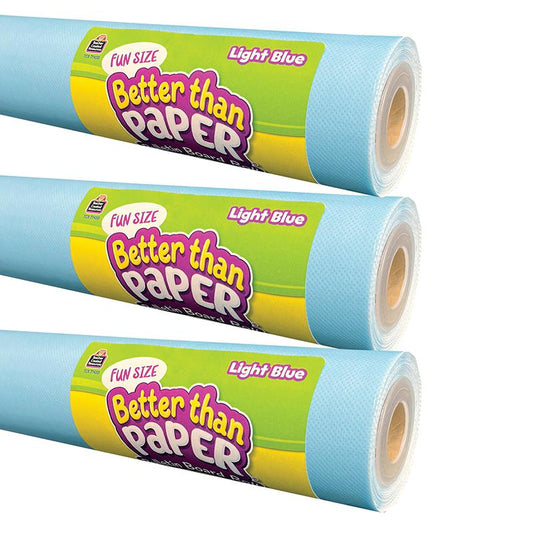 Fun Size Better Than Paper Bulletin Board Roll, 18" x 12', Light Blue, Pack of 3