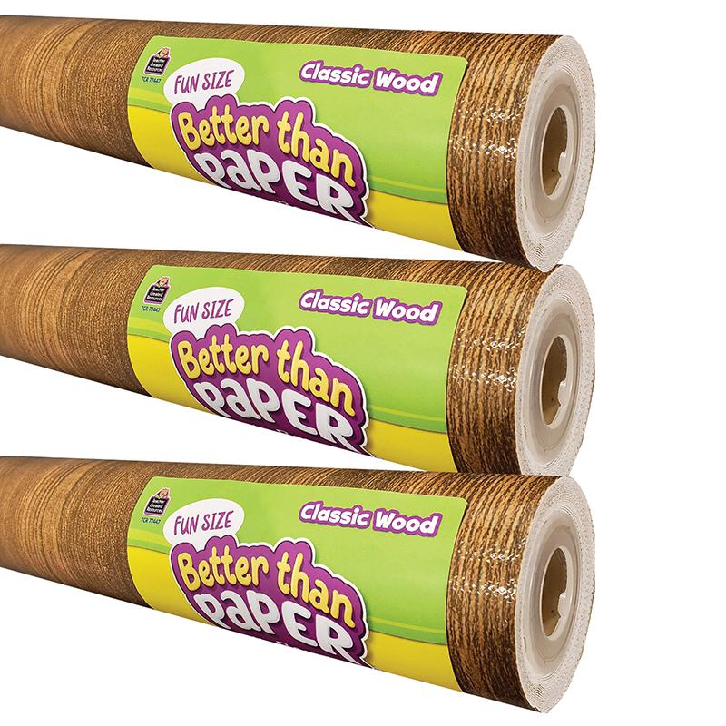 Fun Size Better Than Paper Bulletin Board Roll, Classic Wood, Pack of 3