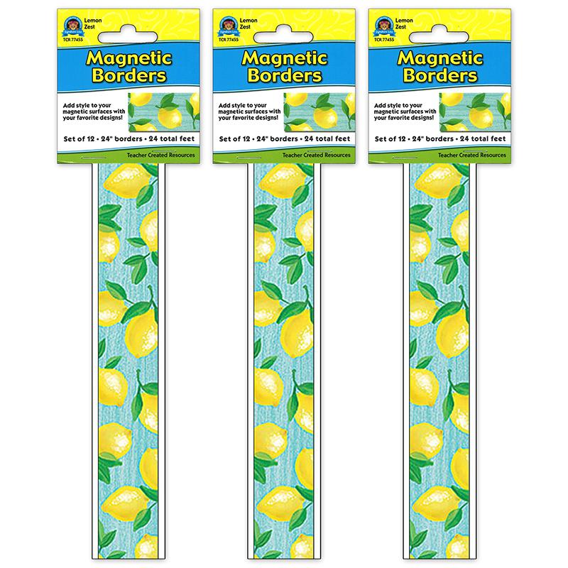 Lemon Zest Magnetic Border, 24 Feet Per Pack, 3 Packs