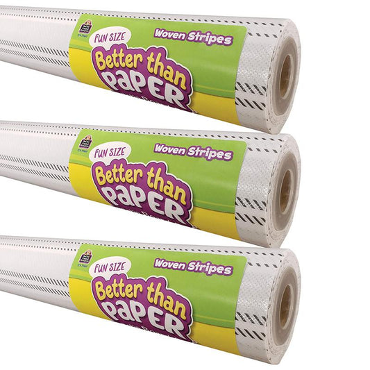 Fun Size Better Than Paper Bulletin Board Roll, Woven Stripes, Pack of 3