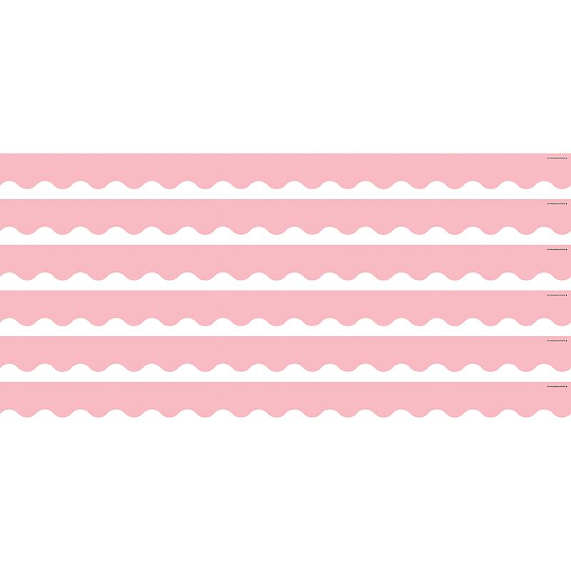 Pastel Pink Scalloped Border Trim, 35 Feet Per Pack, 6 Packs