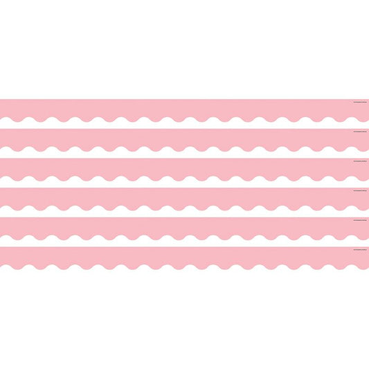 Pastel Pink Scalloped Border Trim, 35 Feet Per Pack, 6 Packs